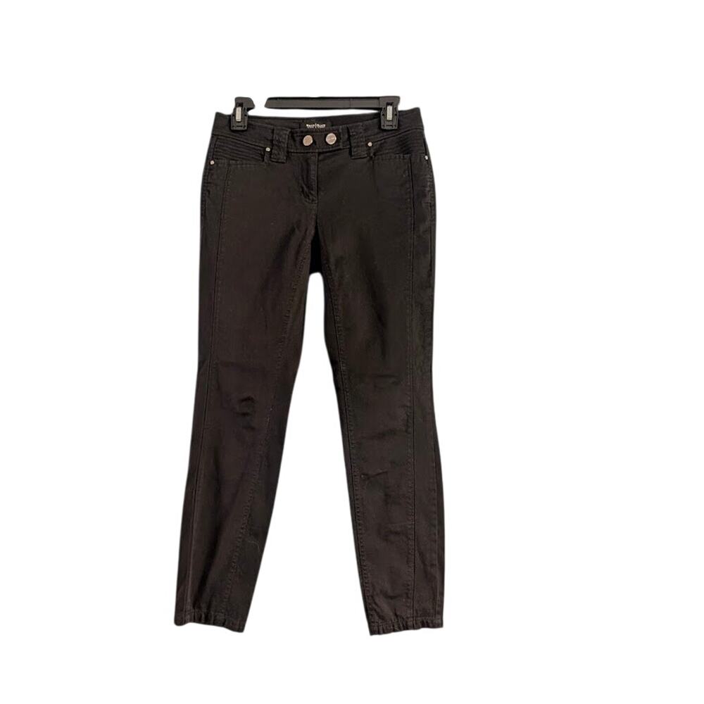 WHBM Noir Pant Womens Size 2 Slim Ankle Pant Back Zipper Accents